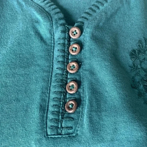 Pure Jill embroidered buttoned, V-neck T 100% cotton size large - Picture 8 of 9